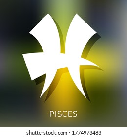 Zodiac sign Pisces isolated on bright background. Zodiac constellation. Design element for horoscope and astrological forecast. Vector illustration.