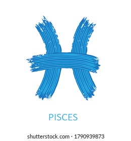 Zodiac sign Pisces isolated on white background. Zodiac constellation. Design element for horoscope and astrological forecast. Vector illustration.