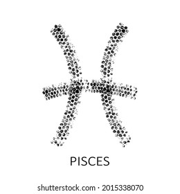 Zodiac sign Pisces isolated on white background. Zodiac constellation. Design element for horoscope and astrological forecast. Vector illustration. Bubble wrap texture.