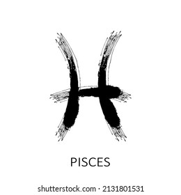 Zodiac sign Pisces isolated on white background. Zodiac constellation. Design element for horoscope and astrological forecast. Vector illustration.