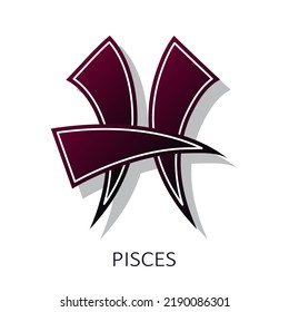Zodiac sign Pisces isolated on white background. Zodiac constellation. Vector illustration. Flat design element for horoscope and astrological forecast. Vector illustration.