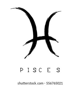 Zodiac sign Pisces isolated on white background. Design element for flyers or greeting cards.