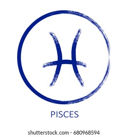 Zodiac sign Pisces isolated on white background. Design element for flyers or etc.