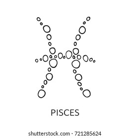 Zodiac sign Pisces isolated on white background. Design element for flyers or greeting cards.