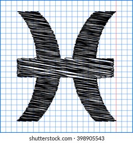 Zodiac sign Pisces with pen effect on paper