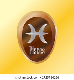 Zodiac sign of Pisces, vector illustration in silver color
