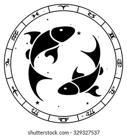 zodiac sign Pisces, vector illustration