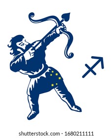 Zodiac sign Sagittarius. An Archer aims a bow. Vector illustration isolated on a white background.