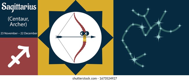 The zodiac sign Sagittarius or centaur, archer in a humorous funny style