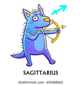  Zodiac sign Sagittarius. Fantastic animation animal. Vector illustration isolated on a white background.