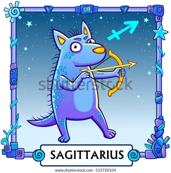 Zodiac Sign Sagittarius Fantastic Animation Animal Stock Vector