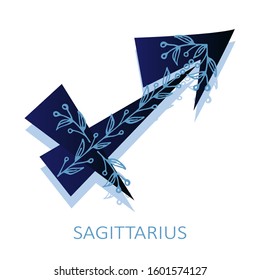 Zodiac sign Sagittarius with flowers isolated on white background. Zodiac constellation. Vector illustration for horoscope and astrological forecast.