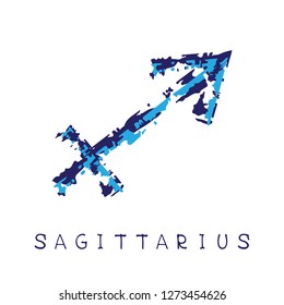 Zodiac sign Sagittarius isolated on white background. Zodiac constellation. Design element for horoscope and astrological forecast.