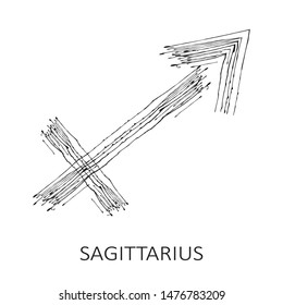 Zodiac sign Sagittarius isolated on white background. Zodiac constellation. Design element for horoscope and astrological forecast. Hand drawn style. Vector illustration.