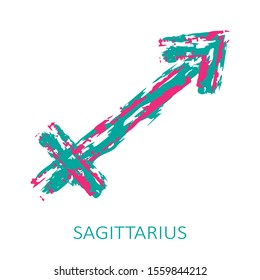 Zodiac sign Sagittarius isolated on white background. Zodiac constellation. Design element for horoscope and astrological forecast. Hand drawn style. Vector illustration.