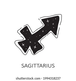 Zodiac sign Sagittarius isolated on white background. Zodiac constellation. Design element for horoscope and astrological forecast. Vector illustration.