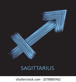 Zodiac sign Sagittarius isolated on black background. Zodiac constellation. Design element for horoscope and astrological forecast. Vector illustration.