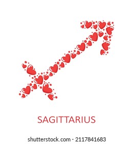 Zodiac sign Sagittarius isolated on white background. Zodiac constellation. Valentines Day illustration for horoscope and astrological forecast. Vector illustration.