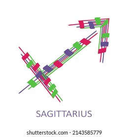 Zodiac sign Sagittarius isolated on white background. Zodiac constellation. Design element for horoscope and astrological forecast. Vector illustration.