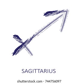 Zodiac sign Sagittarius isolated on white background. Design element for posters or greeting cards.