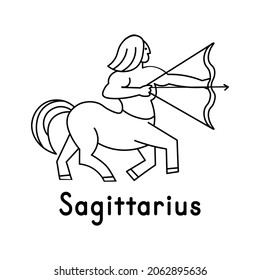 Zodiac sign Sagittarius. Line style. Icon on white background. Vector