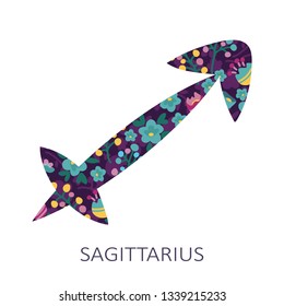 Zodiac sign Sagittarius on white background. Zodiac constellation. Floral pattern. Design element for horoscope and astrological forecast.