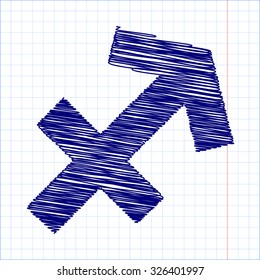 Zodiac sign Sagittarius with pen and school paper effect 