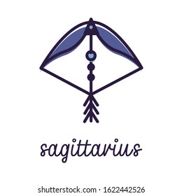 Zodiac sign: sagittarius, simple flat vector illustration, outline icon