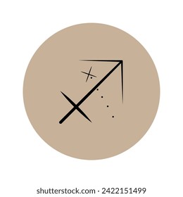 The zodiac sign is Sagittarius. Vector icon in a beige grunge circle.