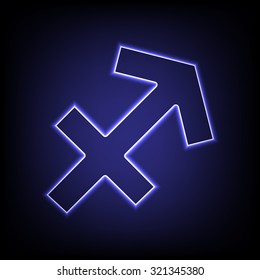 Zodiac sign Sagittarius. Vector zodiac sign  with neon effect