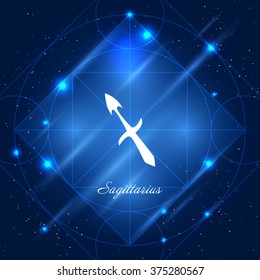 Zodiac sign sagittarius. Vector space background with geometric ornament