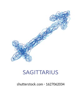 Zodiac sign Sagittarus isolated on white background. Zodiac constellation. Design element for horoscope and astrological forecast. Hand drawn style. Vector illustration.