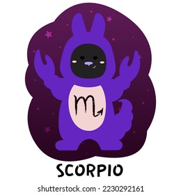 Zodiac sign Scorpio. Black rabbit vector illustration