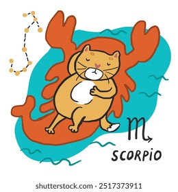 Zodiac sign scorpio cat illustration.
