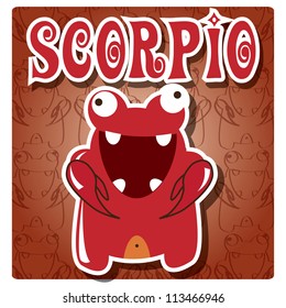 Zodiac sign Scorpio with cute colorful monster, vector