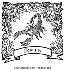 Zodiac sign Scorpio. Decorative style.