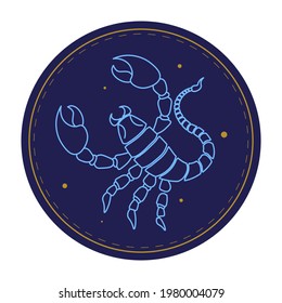 Zodiac sign of scorpio, isolated astrological symbol of animal. Horoscope and prediction of personal traits and character, calendar and mythology, astronomy and astrology. Vector in flat style