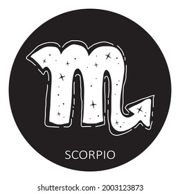 Zodiac sign Scorpio isolated on white background. Zodiac constellation. Design element for horoscope and astrological forecast. Vector illustration.