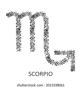 Zodiac sign Scorpio isolated on white background. Zodiac constellation. Design element for horoscope and astrological forecast. Vector illustration. Bubble wrap texture.