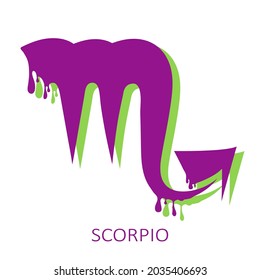 Zodiac sign Scorpio isolated on white background. Design element for horoscope and astrological forecast. Halloween characters. Flat design vector illustration.