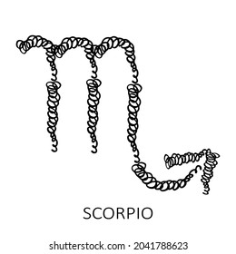 Zodiac sign Scorpio isolated on white background. Zodiac constellation. Design element for horoscope and astrological forecast. Vector illustration.