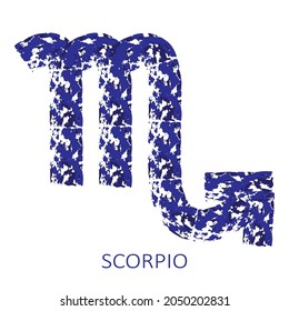 Zodiac sign Scorpio isolated on white background. Zodiac constellation. Design element for horoscope and astrological forecast. Vector illustration.
