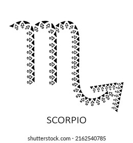 Zodiac sign Scorpio isolated on white background. Zodiac constellation. Design element for horoscope and astrological forecast. Vector illustration.