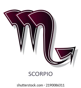 Zodiac sign Scorpio isolated on white background. Zodiac constellation. Vector illustration. Flat design element for horoscope and astrological forecast. Vector illustration.