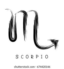 Zodiac sign Scorpio isolated on bright polygonal background. Design element for badges and stickers.
