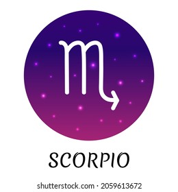 Zodiac sign Scorpio isolated. Vector icon. Zodiac symbol with starry gradient design. Astrological element. 