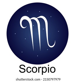 Zodiac sign scorpio on the background of stars. The horoscope element consists of 12 zodiac signs. Astrological vector illustration.