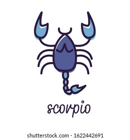 Zodiac sign: scorpio, simple flat vector illustration, outline icon