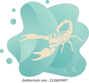 Zodiac sign Scorpio.
Vector image suitable for printing. Their element is water according to the horoscope, so it is created in a bluish shade. The graphic depicts a beautiful scorpion with claws.