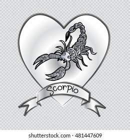 Zodiac sign Scorpio in zentangle 